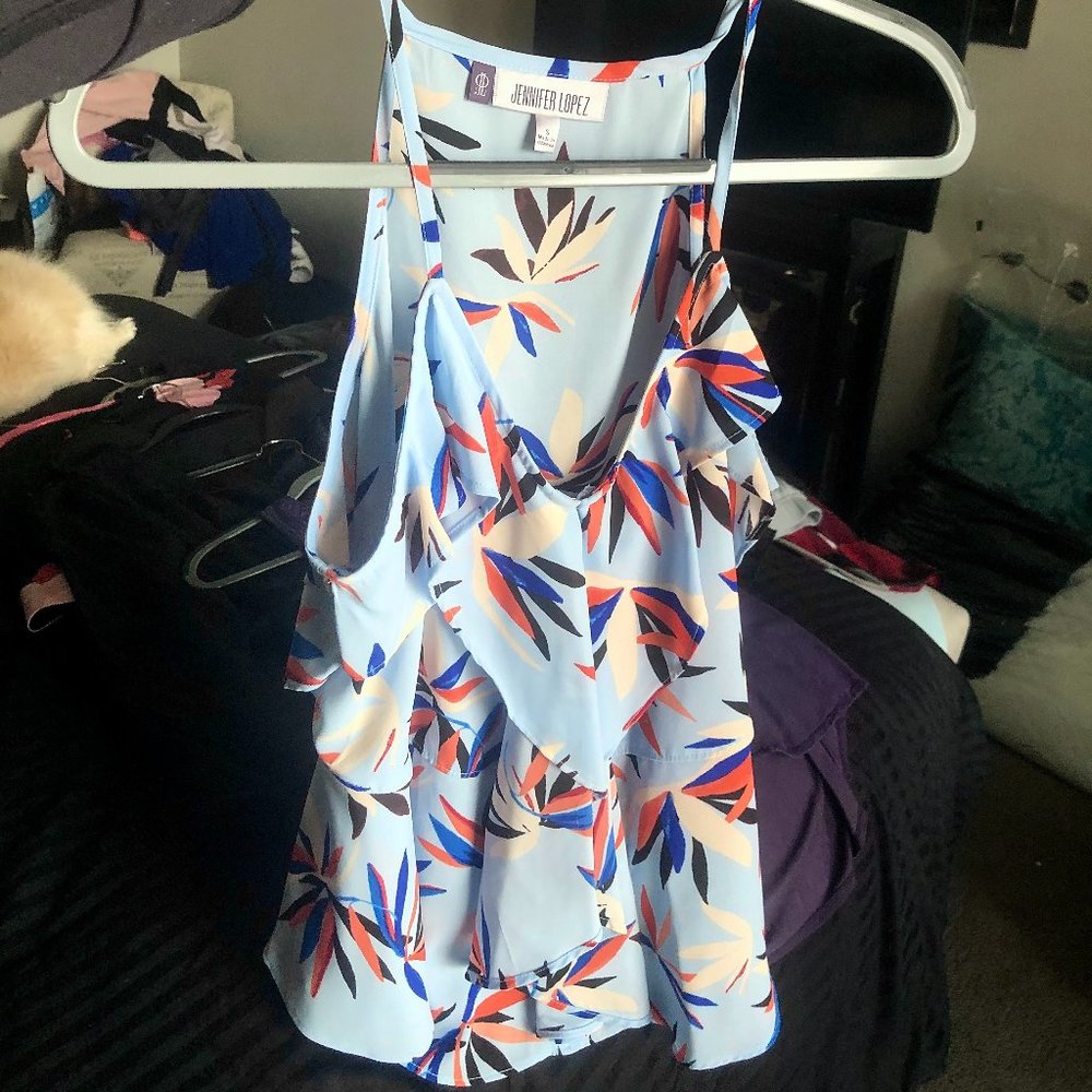 J. LO sky blue tropical layered tank